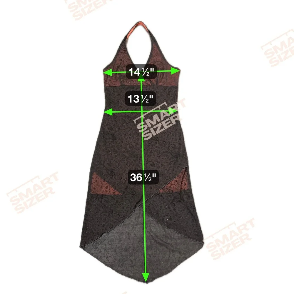 Silhouette Vintage Halter Neck Paisley Sparkle Hi Low Midi Dress Women's Size M - Picture 7 of 7